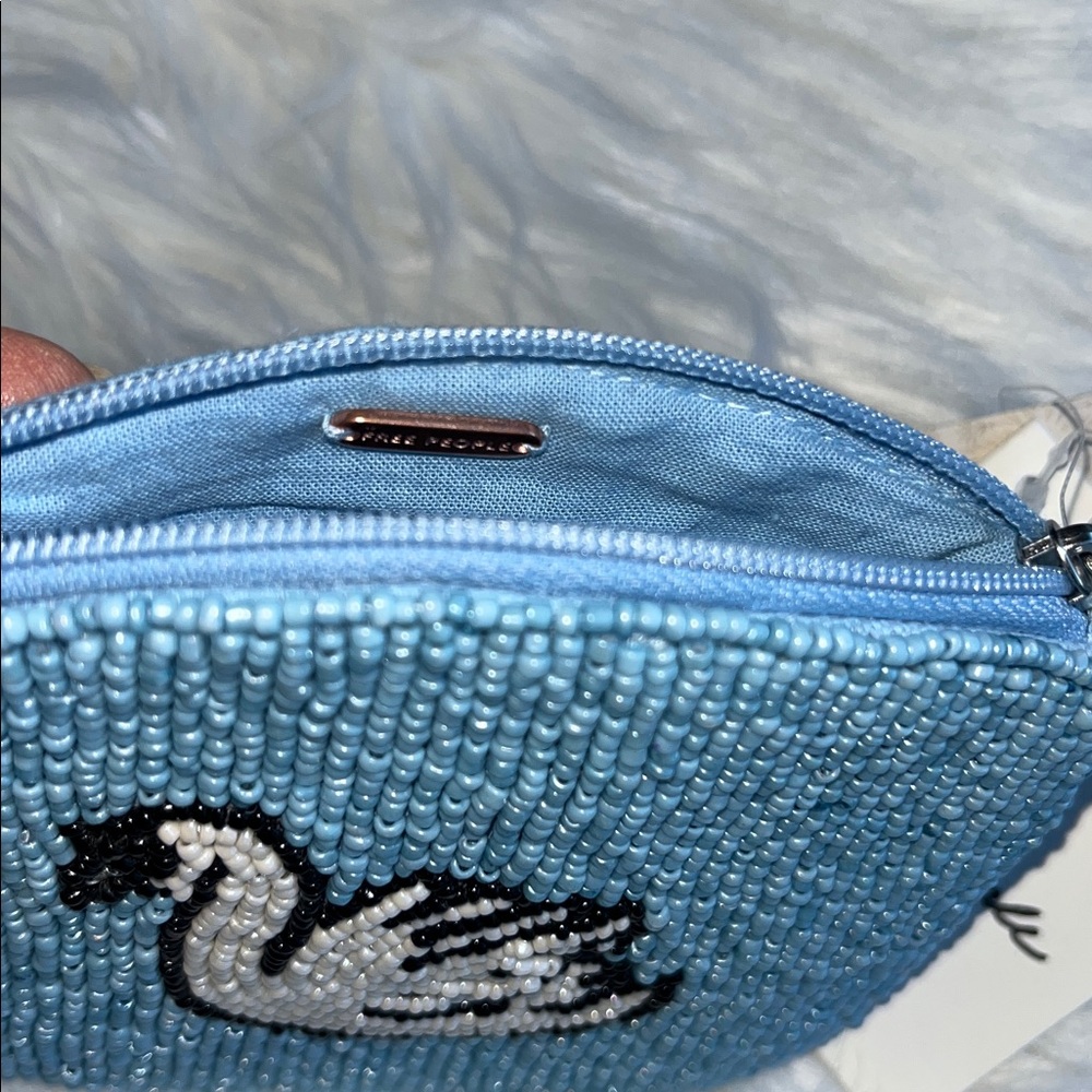🆕 Free People Swan Lake Beaded Wallet Coin Pouch Blue - Picture 5 of 10